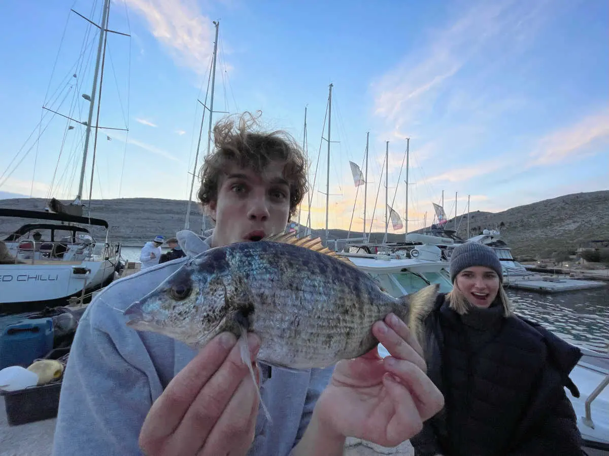 Fishing on a sailboat